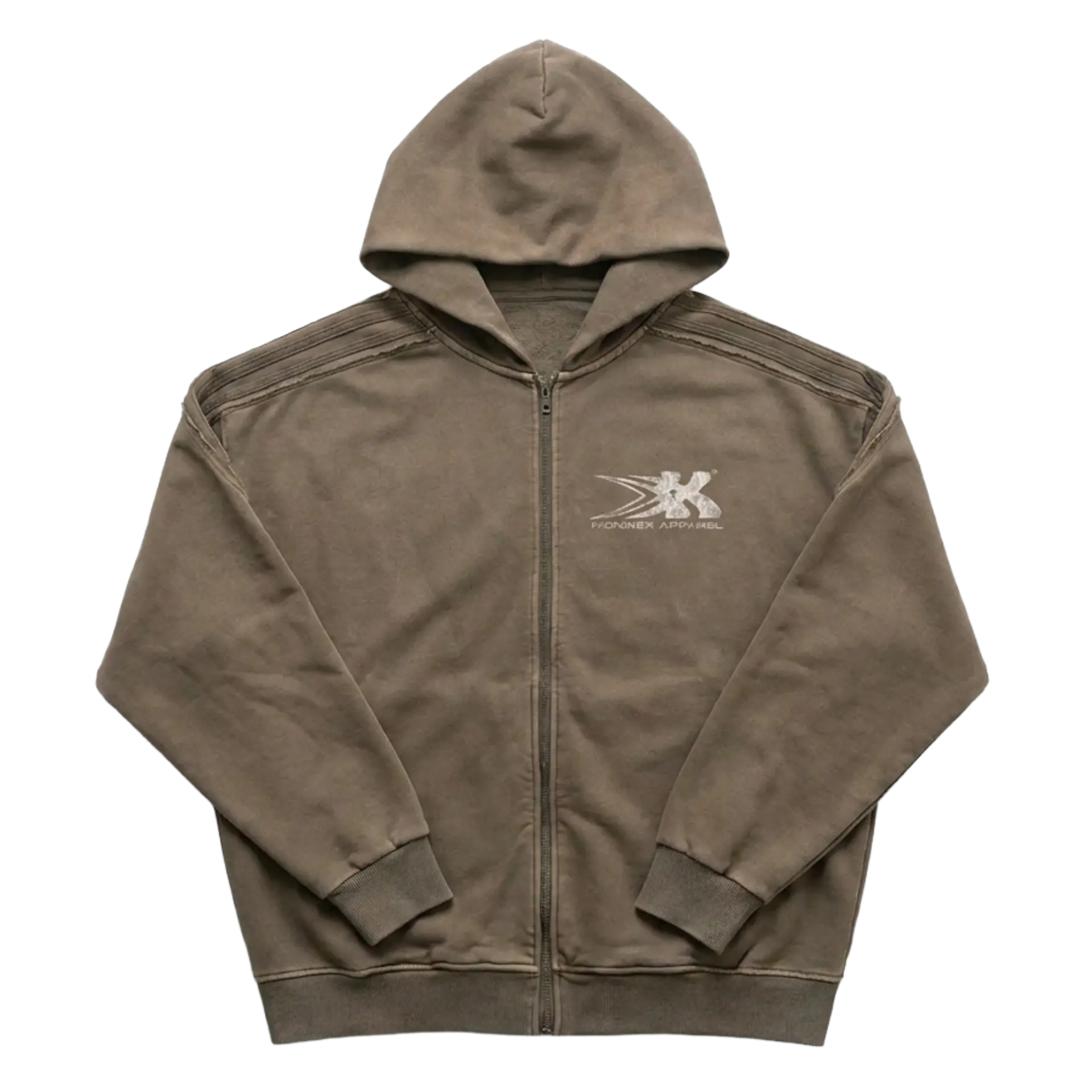 Raw Edge Zip Up Hoodie